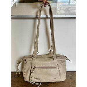 Vintage Beige Leather Shoulder Purse | Y2K Style | Stone Mountain